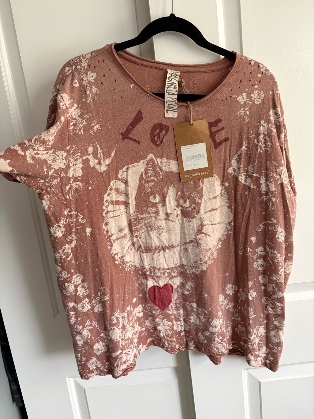 NWT Magnolia Pearl What You Love Cat Boyfriend Tee Shirt OS